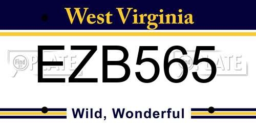 EZB565 West Virginia License Plate