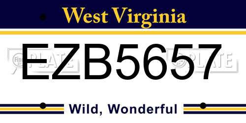 EZB5657 West Virginia License Plate