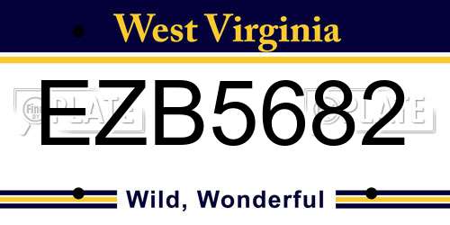 EZB5682 West Virginia License Plate