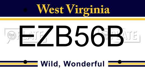 EZB56B West Virginia License Plate