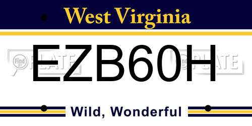 EZB60H West Virginia License Plate