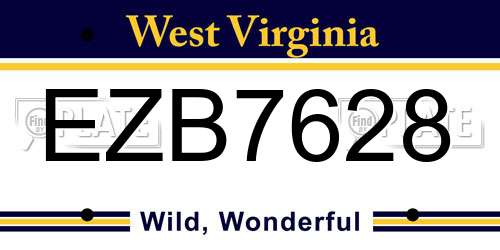 EZB7628 West Virginia License Plate