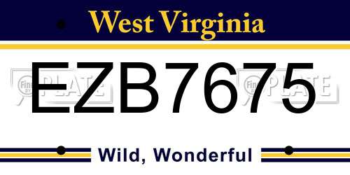 EZB7675 West Virginia License Plate