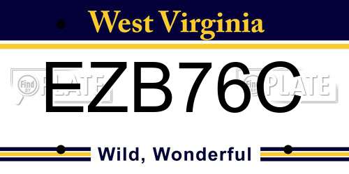 EZB76C West Virginia License Plate