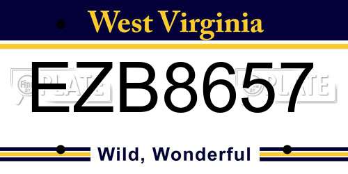 EZB8657 West Virginia License Plate