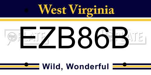 EZB86B West Virginia License Plate