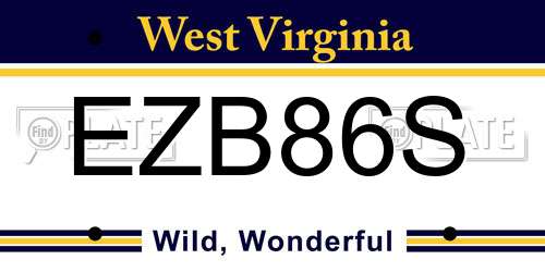 EZB86S West Virginia License Plate