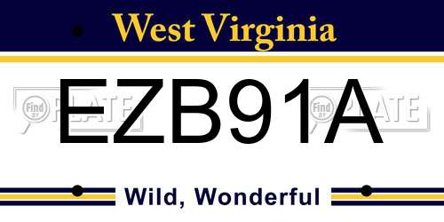 EZB91A West Virginia License Plate