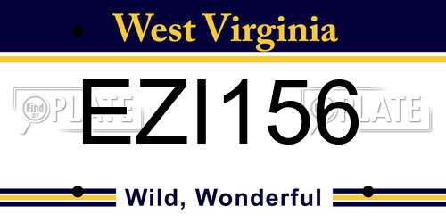 EZI156 West Virginia License Plate