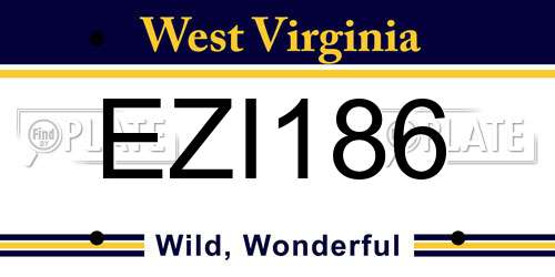 EZI186 West Virginia License Plate