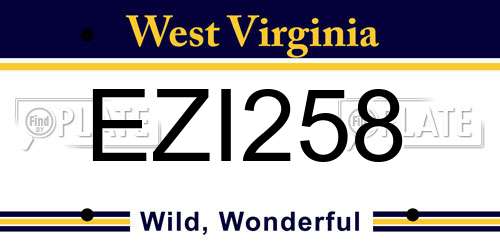 EZI258 West Virginia License Plate