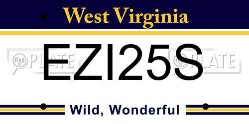 EZI25S West Virginia License Plate