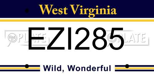 EZI285 West Virginia License Plate