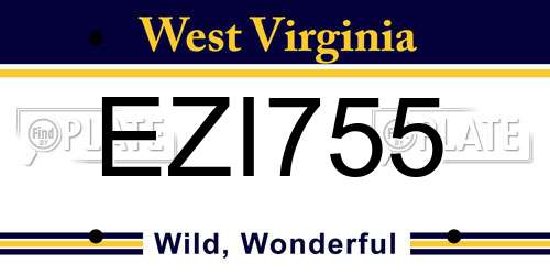 EZI755 West Virginia License Plate