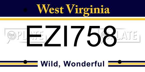 EZI758 West Virginia License Plate