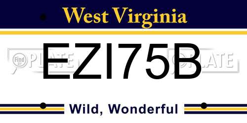 EZI75B West Virginia License Plate