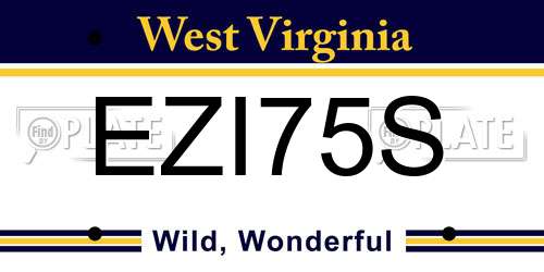 EZI75S West Virginia License Plate