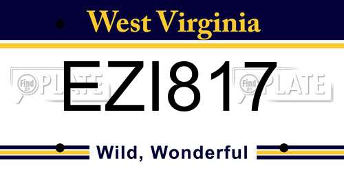 EZI817 West Virginia License Plate