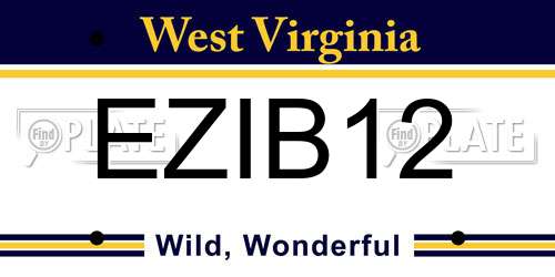 EZIB12 West Virginia License Plate