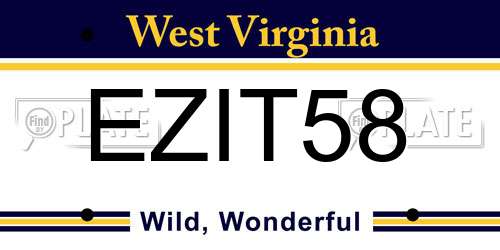 EZIT58 West Virginia License Plate
