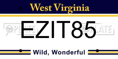 EZIT85 West Virginia License Plate