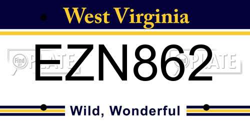 EZN862 West Virginia License Plate