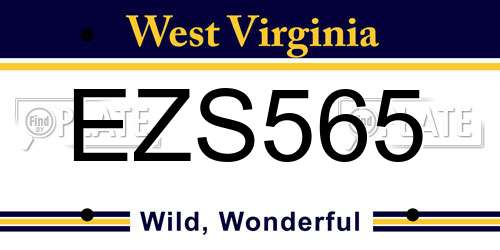 EZS565 West Virginia License Plate