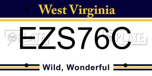 EZS76C West Virginia License Plate