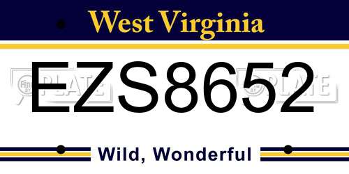EZS8652 West Virginia License Plate
