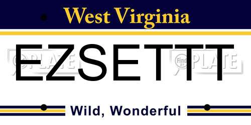 EZSETTT West Virginia License Plate