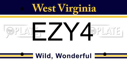 EZY4 West Virginia License Plate