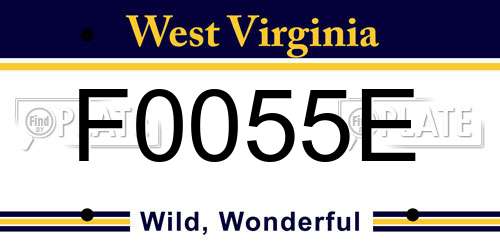 F0055E West Virginia License Plate