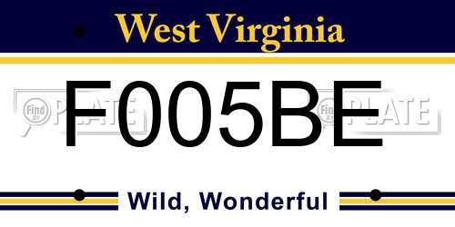 F005BE West Virginia License Plate