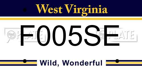 F005SE West Virginia License Plate