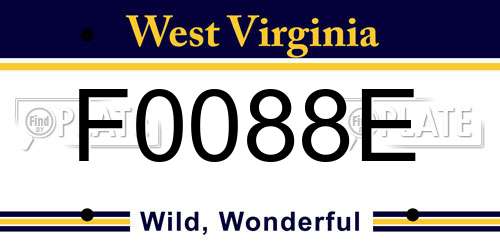 F0088E West Virginia License Plate