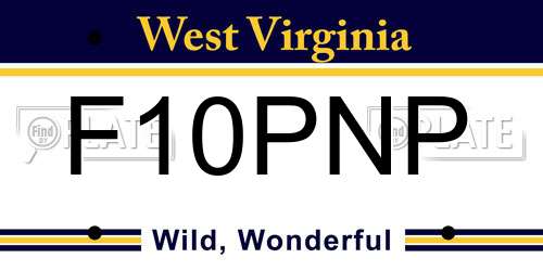 F10PNP West Virginia License Plate
