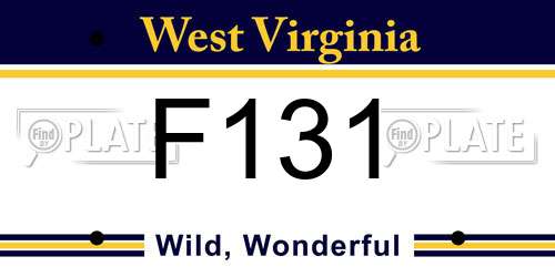 F131 West Virginia License Plate