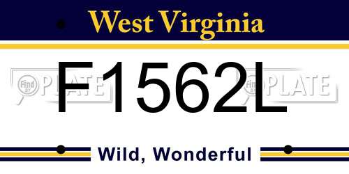 F1562L West Virginia License Plate