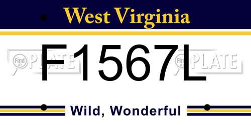 F1567L West Virginia License Plate