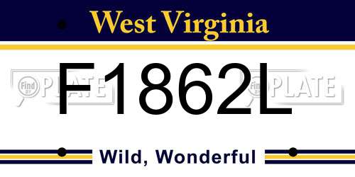 F1862L West Virginia License Plate