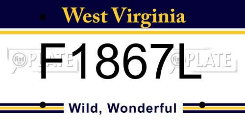 F1867L West Virginia License Plate