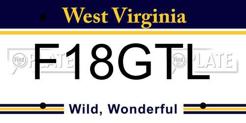 F18GTL West Virginia License Plate