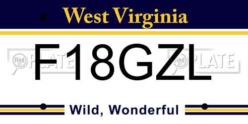 F18GZL West Virginia License Plate