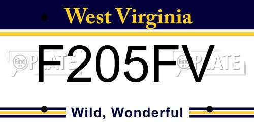 F205FV West Virginia License Plate