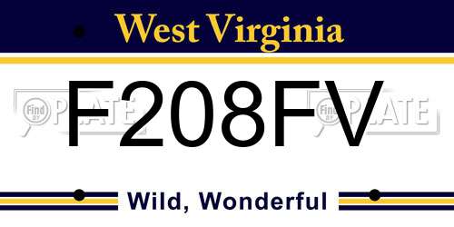 F208FV West Virginia License Plate