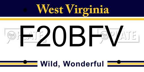 F20BFV West Virginia License Plate
