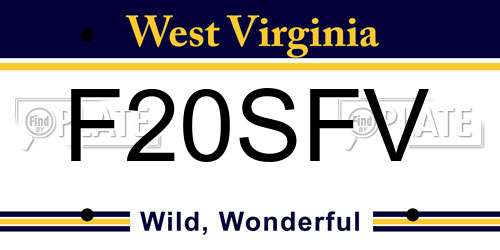 F20SFV West Virginia License Plate