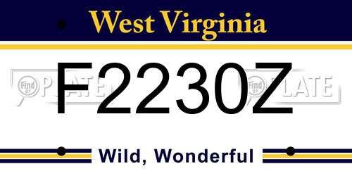 F2230Z West Virginia License Plate