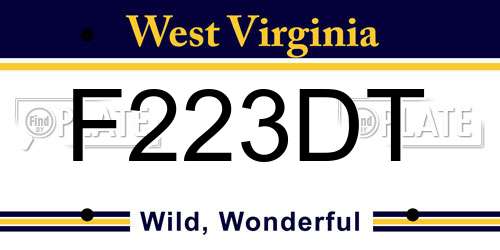 F223DT West Virginia License Plate