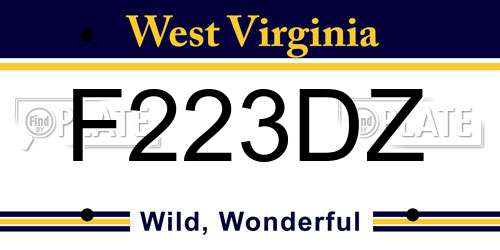 F223DZ West Virginia License Plate